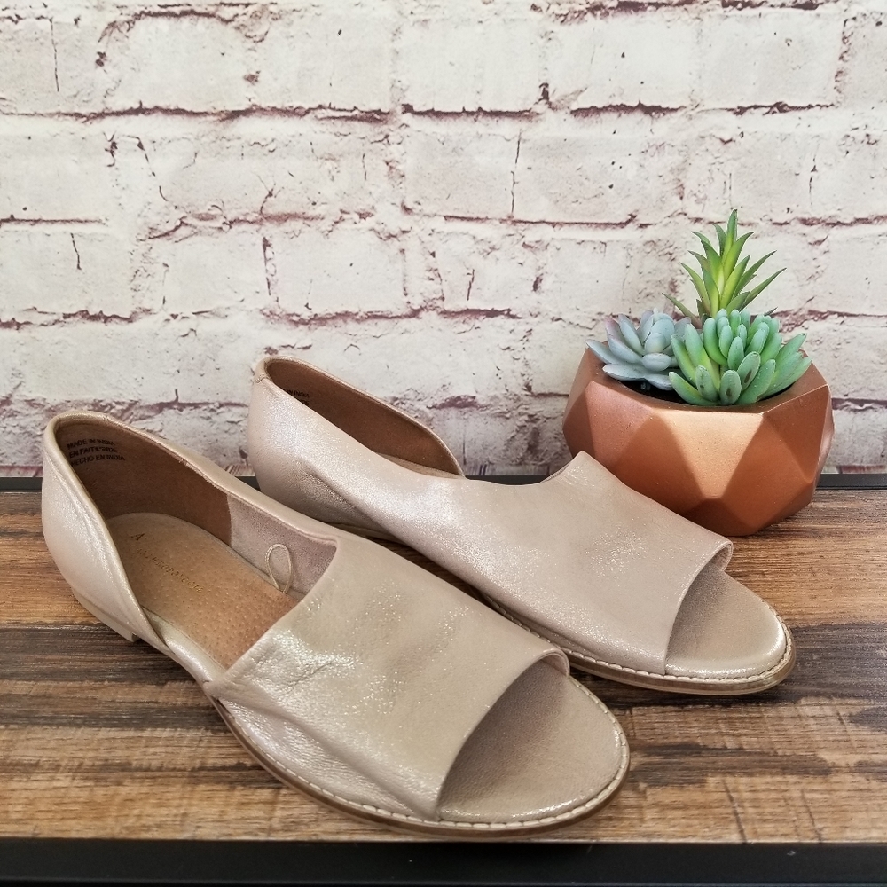 NWT Anthropologie Gold Leather Souvenir Flat